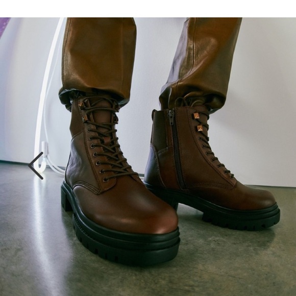 Aldo  Burgundy Combat Boots - Picture 5 of 12